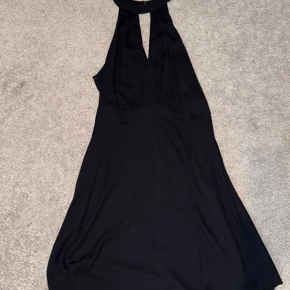 Express Black Halter Dress Size 0 Keyhole Neck Fit Flare Cocktail